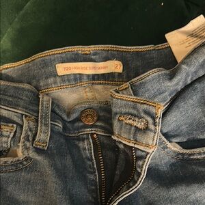 Blue High Rise Distressed Jeans